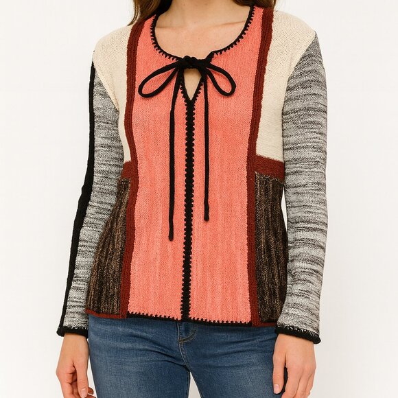 Design Lab Lord & Taylor Coral and Cream sweater - Picture 1 of 9